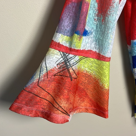 Ali Miles Lagenlook Multicolor Patterned Collared Button Front Blouse Sz XL - Picture 5 of 8